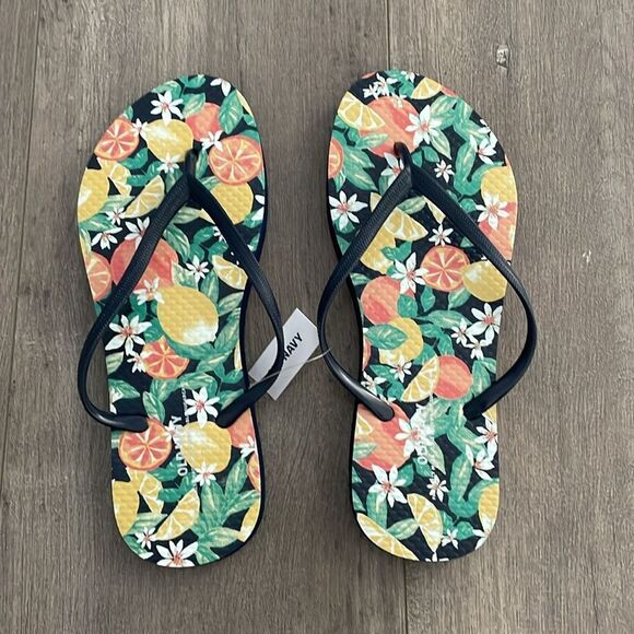 ❤️NWT Old Navy lemon orange summer flip flops size 7 - Picture 1 of 5